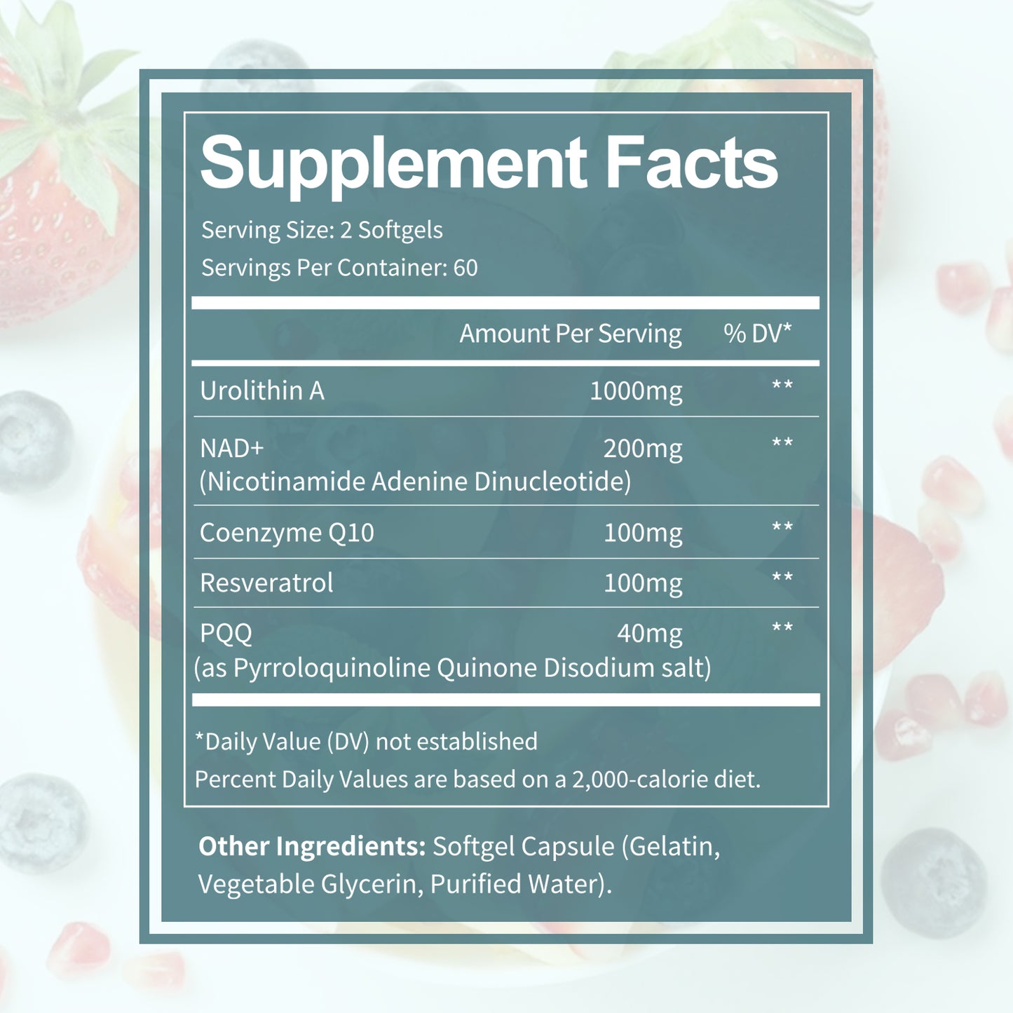 Urolithin A Supplement 1000mg with NAD+,CoQ10,Resveratrol,PQQ Supplement for Men Women 120 Softgels for Muscle Energy Antioxidants Vegan High Bioavailability