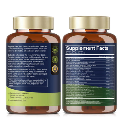 Oil of Oregano with Black Seed Oil Capsules High Absorption with Garlic,Olive Leaf,Quercetin,Black Pepper and More Supplement for Women and Men Immune Support Digestive Health 120 Counts